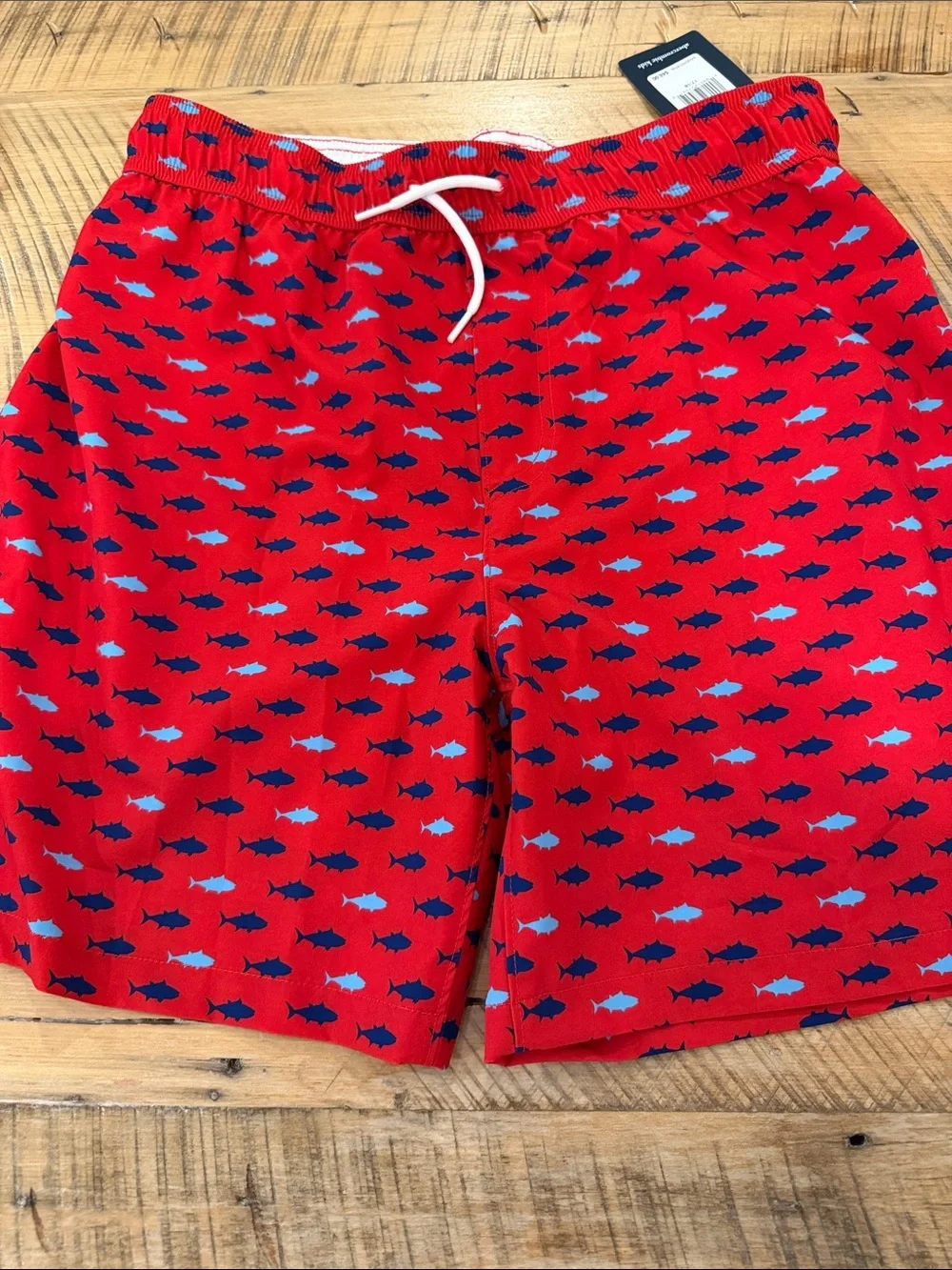 Abercrombie Kids Red Fish Print Swim Shorts